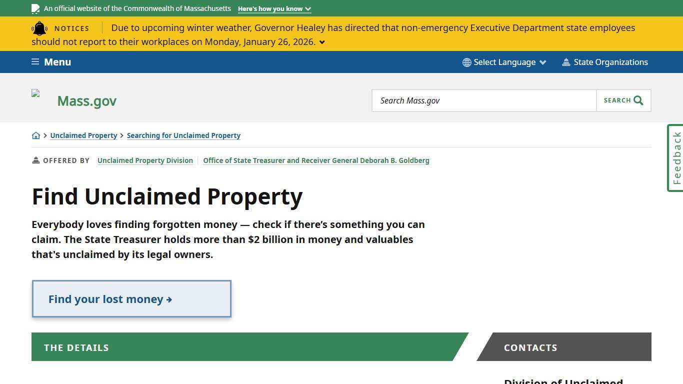 Find Unclaimed Property Mass.gov